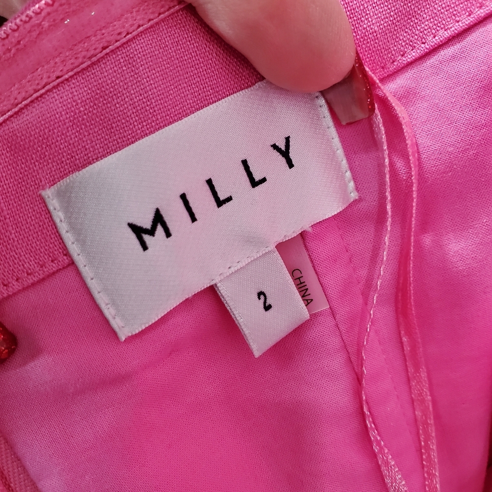 Milly Cameron Solid Linen Strapless Dress size 2 Pink Party Legally Blonde - Picture 14 of 15